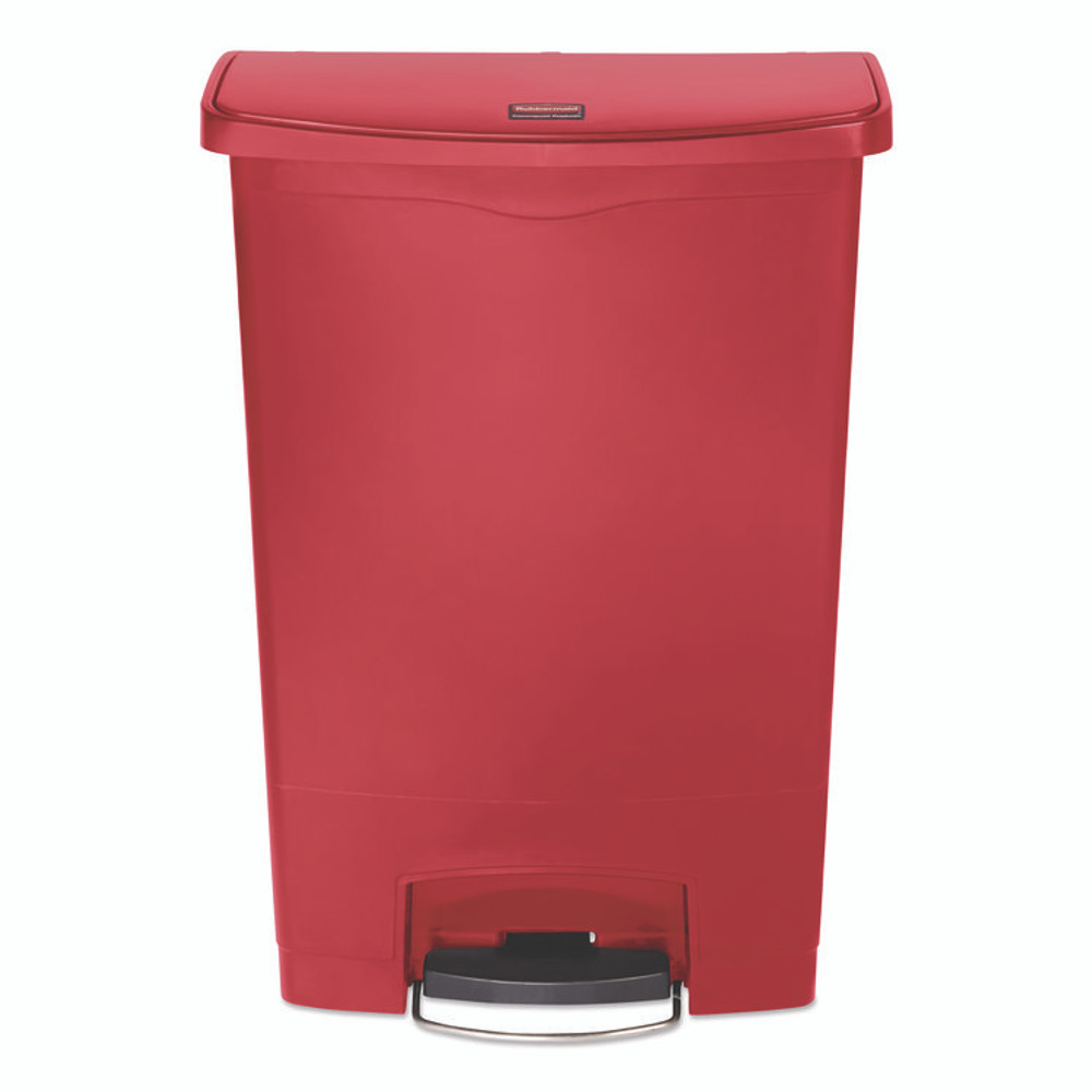 RUBBERMAID COMMERCIAL PROD. 1883570 Slim Jim Streamline Resin Step-On Container, 24 gal, Resin, Red