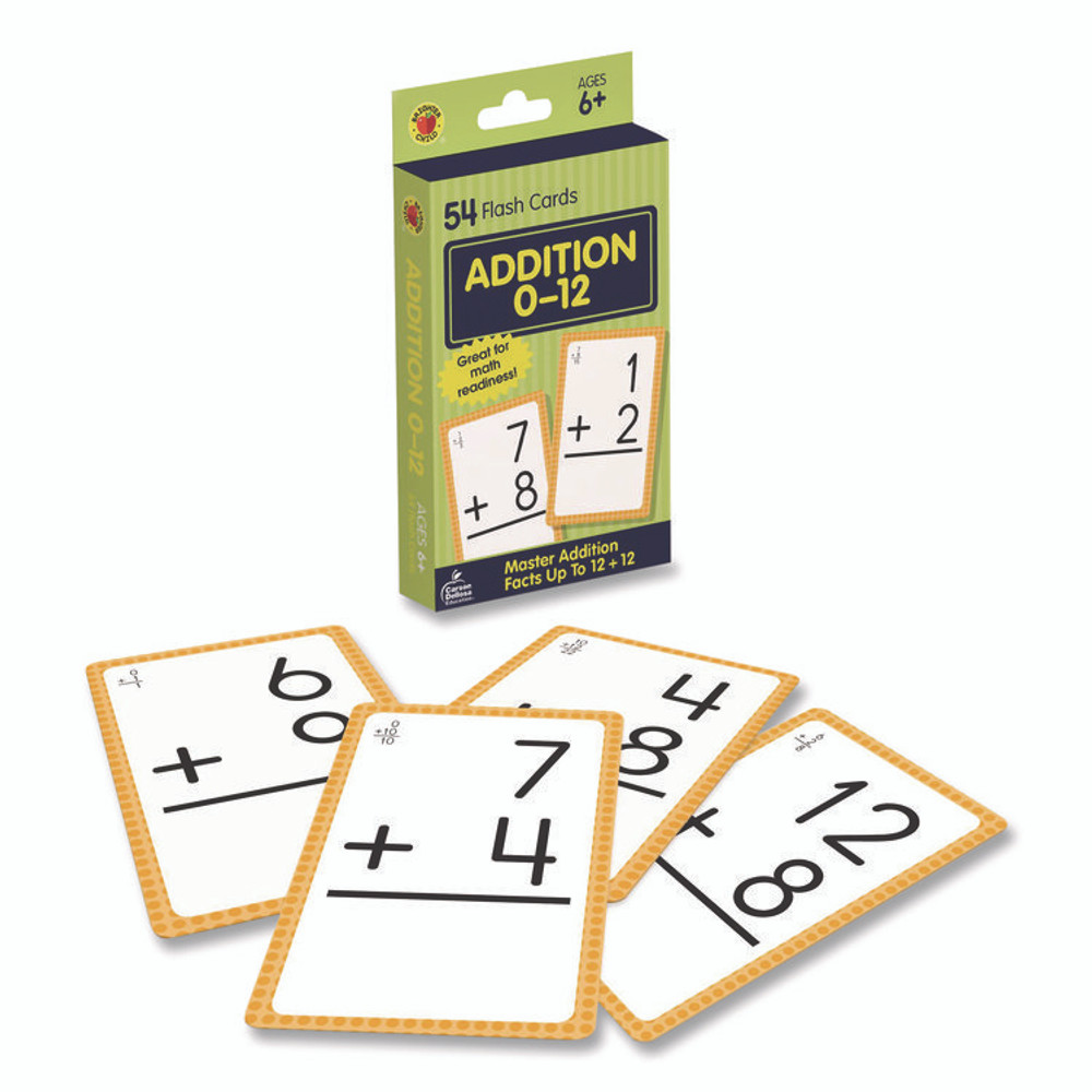 CARSON-DELLOSA EDUCATION 0769677118 Addition 0 to 12 Flash Cards, Grades 1 to 5, 3.25" x 5.25", Assorted Colors, 54 Cards