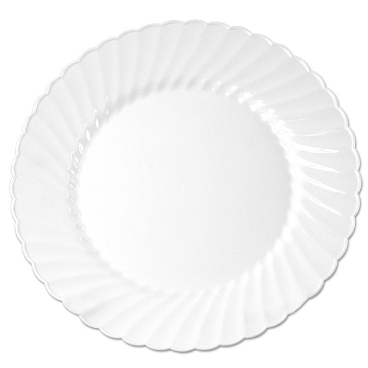 WNA, INC. RSCW61512W Classicware Plastic Plates, 6" dia, White, 12/Bag, 15 Bags/Carton