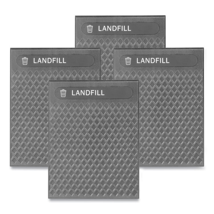 RUBBERMAID COMMERCIAL PROD. 2182671 Medium Prelabeled Landfill Waste Panels for Tailor and Landmark Series Containers, 20.72" x 0.5" x 27.95", Black, 4/Carton