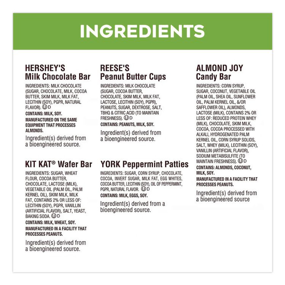 THE HERSHEY COMPANY Hershey®'s 22002590 Candy Snack Size Party Pack, 30.22 oz Bag, 58 Individually Wrapped Pieces