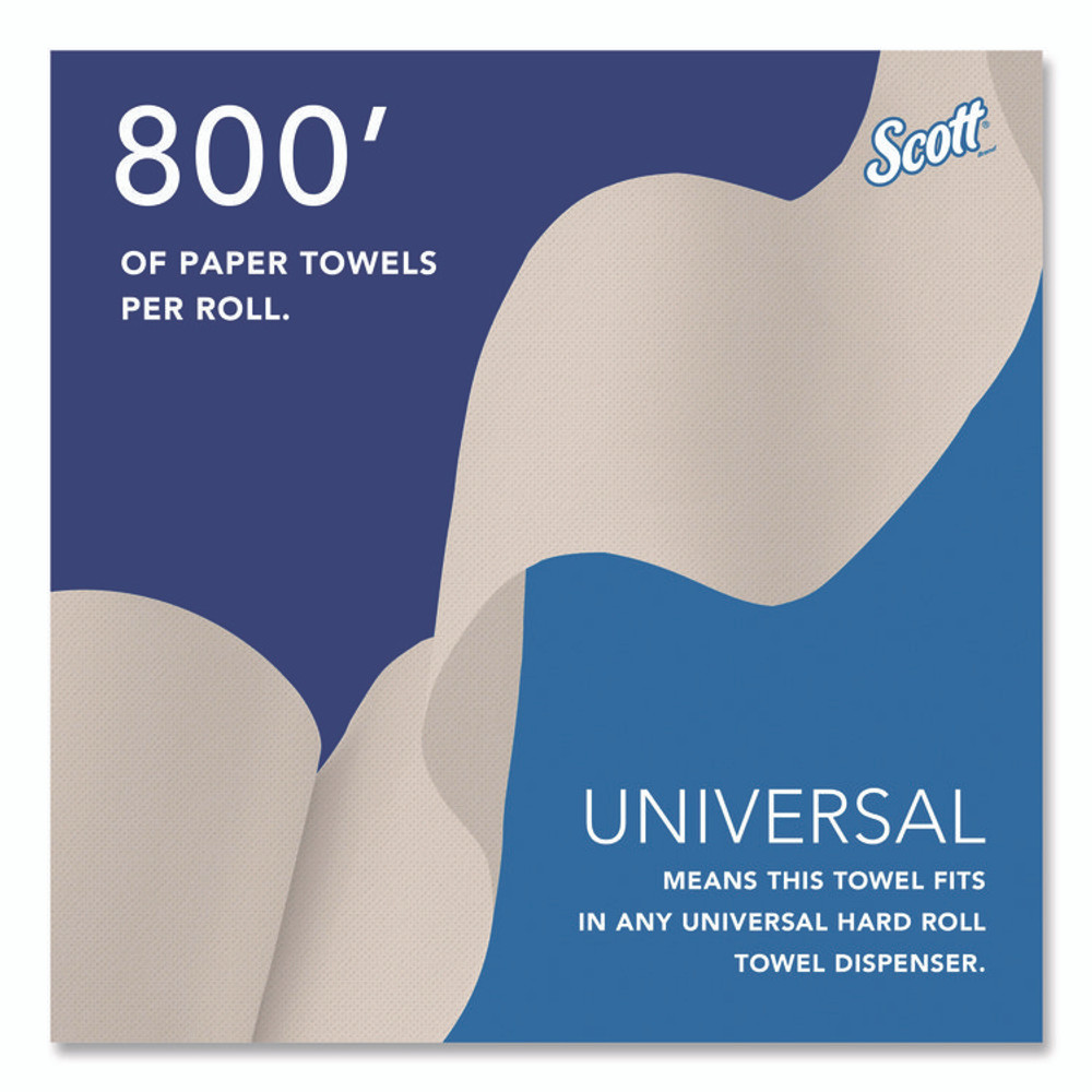 KIMBERLY-CLARK PROFESSIONAL Scott® 56758 Essential 100% Recycled Fiber Hard Roll Towel, 1-Ply, 8" x 800 ft, 1.5" Core, Brown, 6 Rolls/Carton