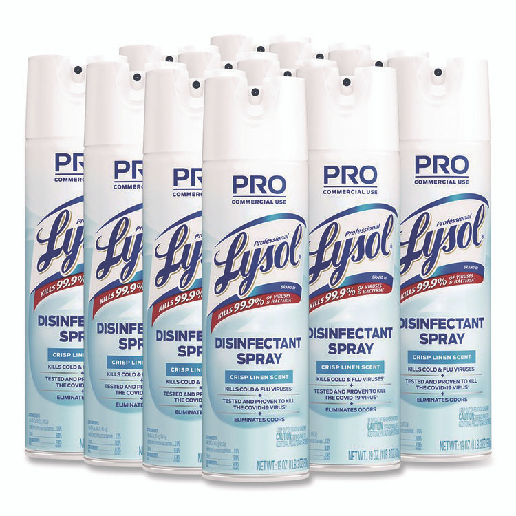 RECKITT BENCKISER Professional LYSOL® Brand 74828CT Disinfectant Spray, Crisp Linen, 19 oz. Aerosol Spray, 12/Carton