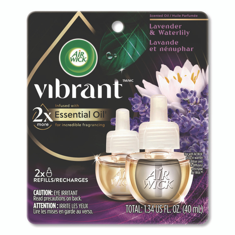 RECKITT BENCKISER Air Wick® 6233803076 Scented Oil Refill, Lavender and Waterlily, 0.67 oz, 2/Pack