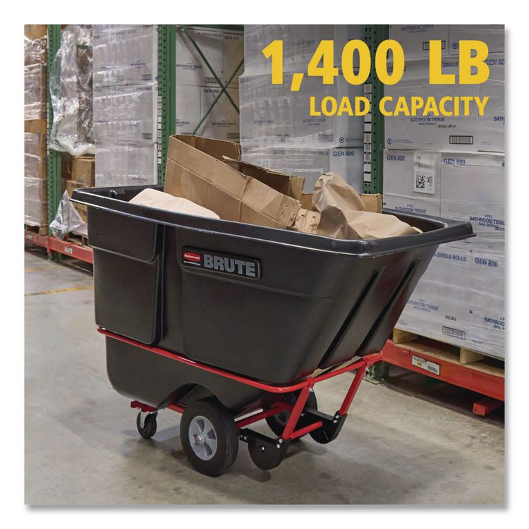 RUBBERMAID COMMERCIAL PROD. 1316 BLA 1 cu yd BRUTE Rotomolded Tilt Truck, 2,100 lb Capacity, Black