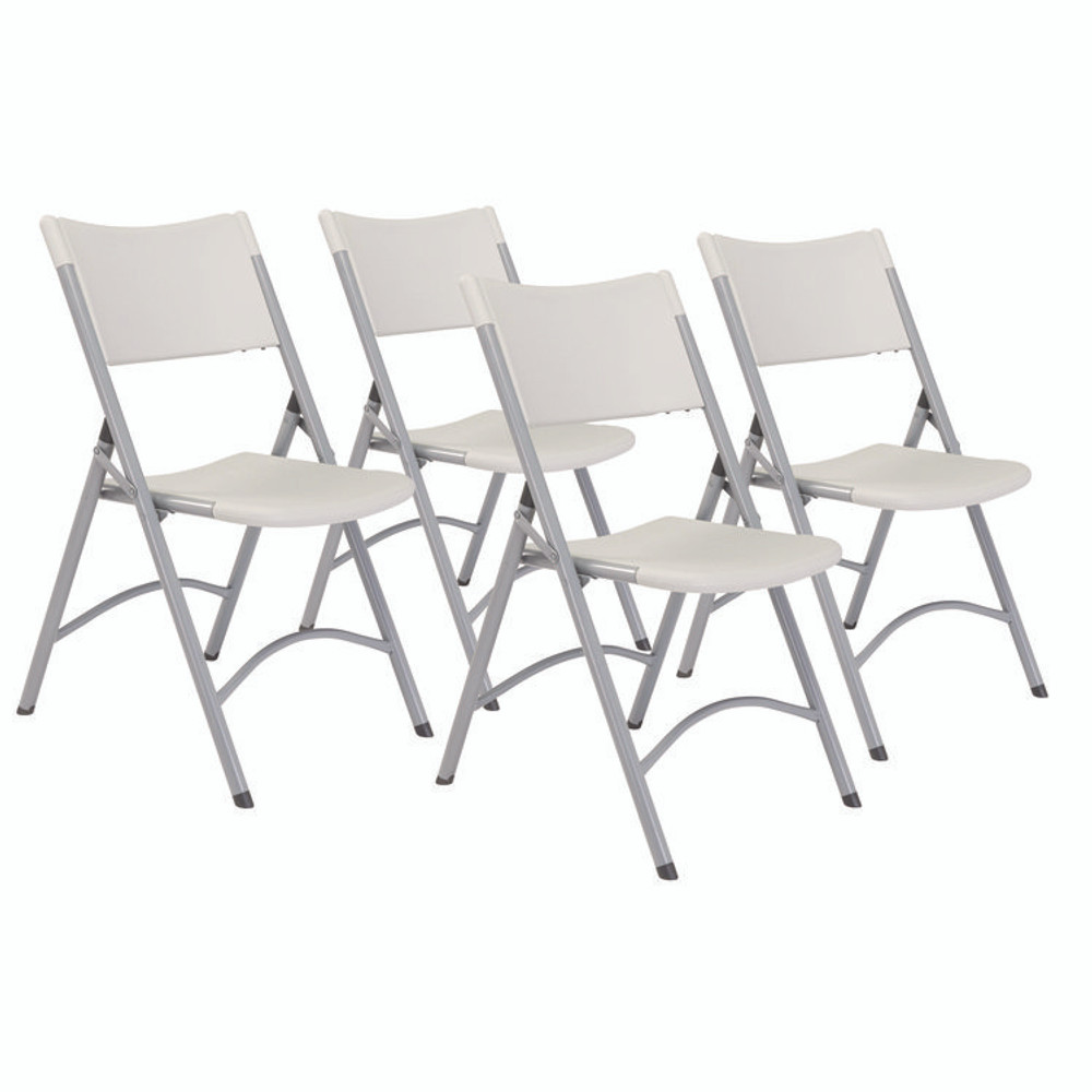 NATIONAL PUBLIC SEATING NPS® 602 600 Series Heavy Duty Plastic Folding Chair, Supports Up to 500 lb, 18" Seat Height, Gray Seat/Back/Base, 4/Pack
