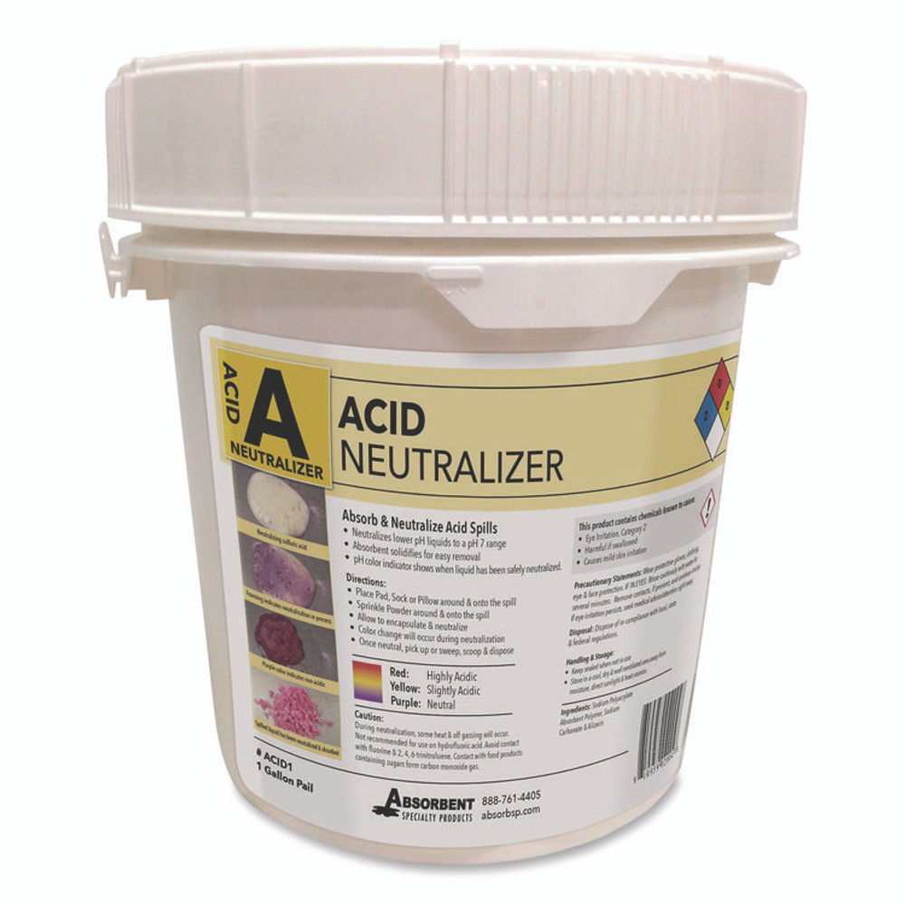 ABSORBENT SPECIALTY PRODUCTS Quick Dam™ ACID1 Acid Neutralizer, 2.42 to 12.02 L, 1 gal Bottle