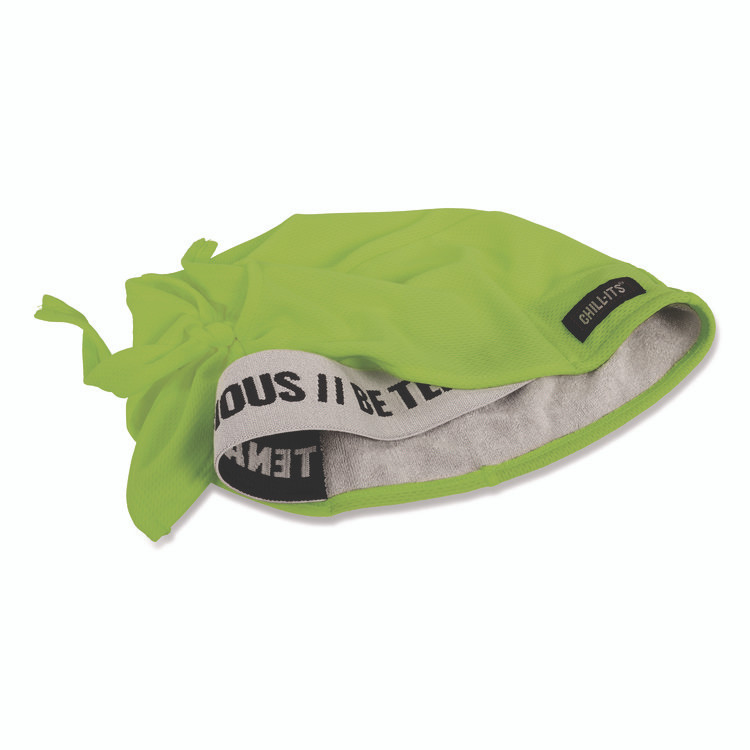 TENACIOUS HOLDINGS, INC. ergodyne® 12476 Chill-Its 6615 High-Performance Bandana Doo Rag with Terry Cloth Sweatband, One Size Fits Most, Lime