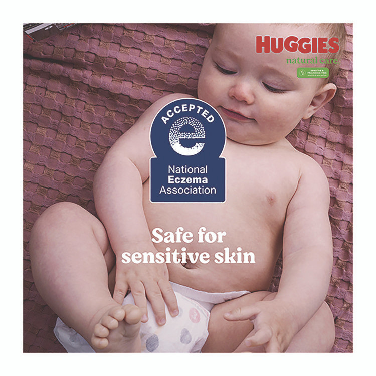 KIMBERLY CLARK Huggies® 51079 Natural Care Sensitive Baby Wipes, Unscented, White, 64/Pack, 12 Packs/Carton