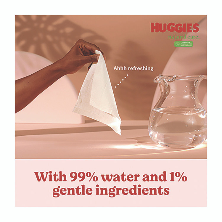 KIMBERLY CLARK Huggies® 51079 Natural Care Sensitive Baby Wipes, Unscented, White, 64/Pack, 12 Packs/Carton