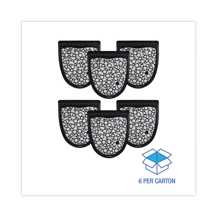 BOARDWALK UMBW Disposable Urinal Floor Mat 2.0, Shield-Shaped, Black/White Slip-Resistant Surface, 17.5" x 20", 6/Carton