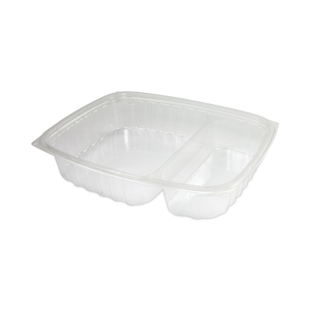 DART C30DE2R ClearPac Containers, 2 Compartments, 32.8 oz, 7.4 x 9 x 1.7, Clear, Plastic, 63/Pack, 4 Packs/Carton
