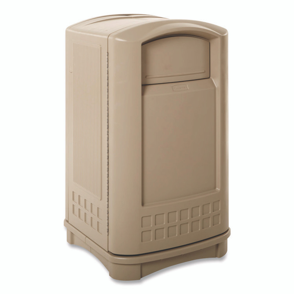 RUBBERMAID COMMERCIAL PROD. 396400BG Plaza Indoor/Outdoor Waste Container, 50 gal, Plastic, Beige