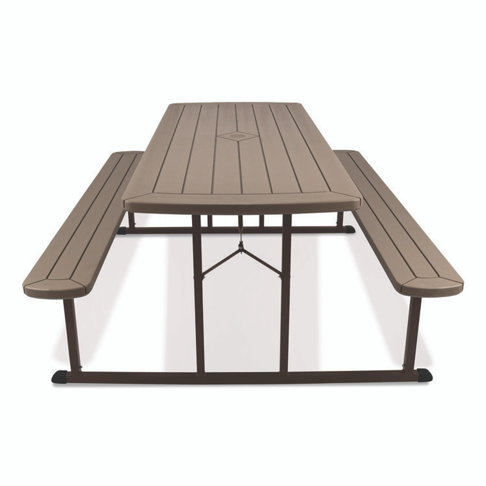 NATIONAL PUBLIC SEATING NPS® BMPT3072BR03 Blow Molded Folding Picnic Table, Rectangular, 57w x 72d x 29.5h, Brown Top, Brown Base/Legs