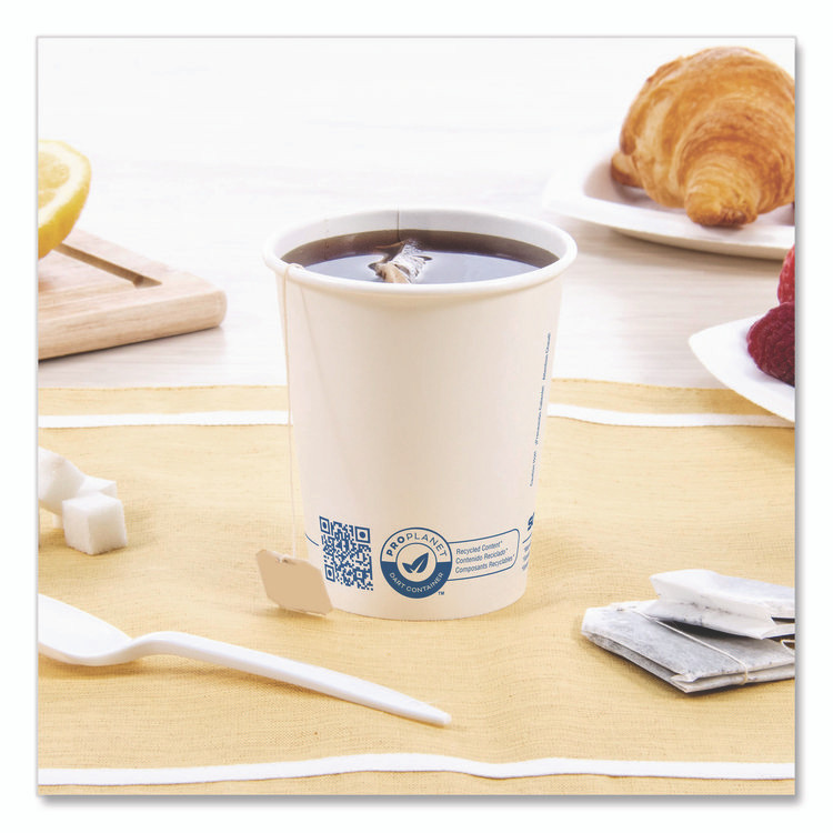 DART SOLO® 370RCPLANEPK Recycled Content PCF Paper Hot Cups, ProPlanet Seal, 10 oz, White, 50/Pack
