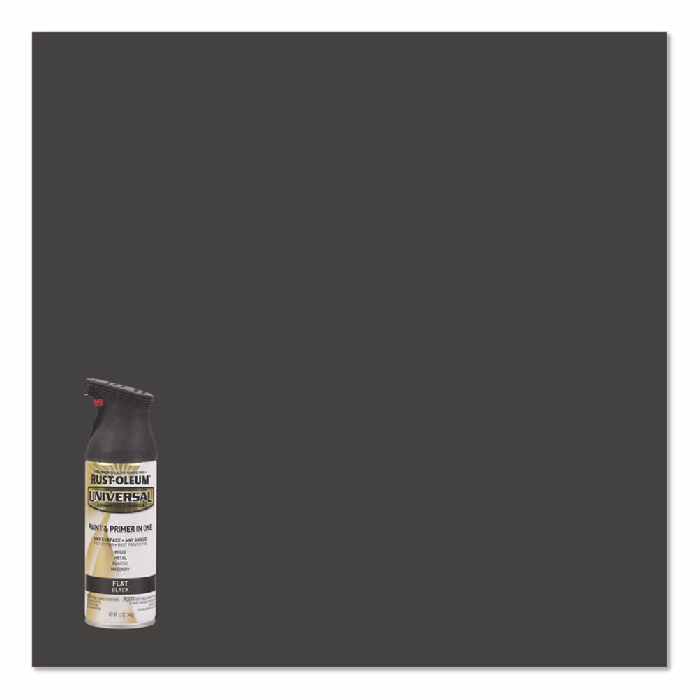 RUST-OLEUM CORPORATION 245198EA Universal Premium Spray Paint, Flat Black, 12 oz Aerosol Can