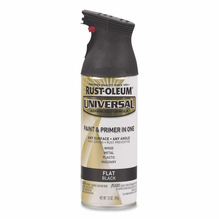 RUST-OLEUM CORPORATION 245198EA Universal Premium Spray Paint, Flat Black, 12 oz Aerosol Can
