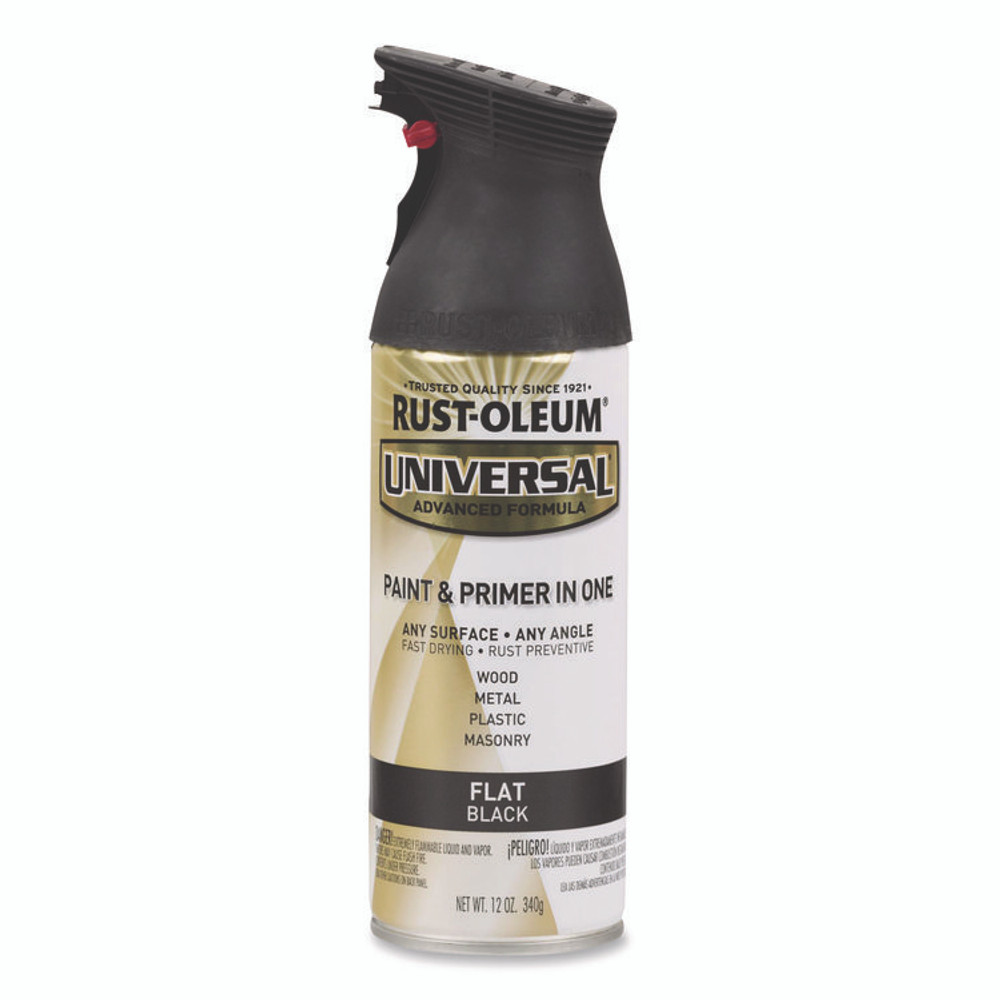 RUST-OLEUM CORPORATION 245198EA Universal Premium Spray Paint, Flat Black, 12 oz Aerosol Can