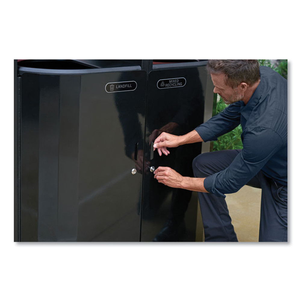 RUBBERMAID COMMERCIAL PROD. 2184980 RESIST Dual Stream Waste and Recycling Container, 46 gal, Metal, Black