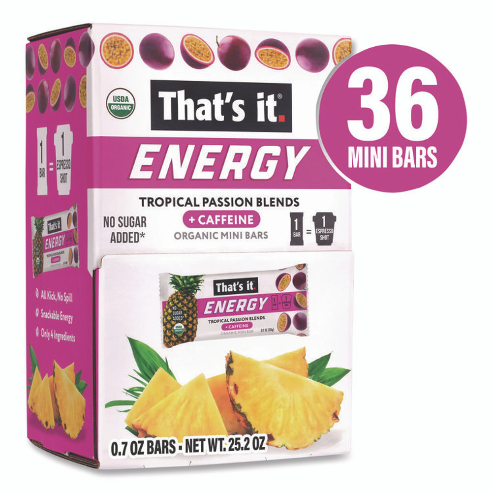 1908 BRANDS That’s it.® 22002519 Organic Energy Bars, Tropical Passion Blend, 0.7 oz Bar, 36/Box
