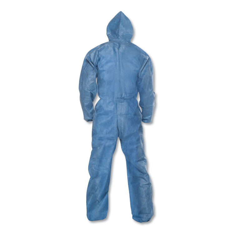 SMITH AND WESSON KleenGuard™ 58513 A20 Elastic Back Wrist/Ankle Hooded Coveralls, Large, Blue, 24/Carton