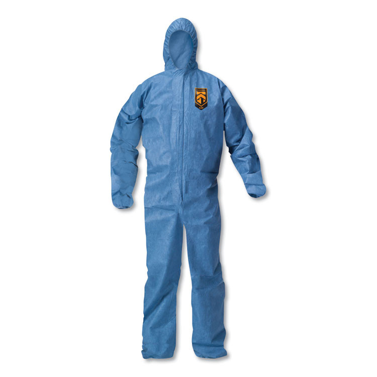 SMITH AND WESSON KleenGuard™ 58513 A20 Elastic Back Wrist/Ankle Hooded Coveralls, Large, Blue, 24/Carton