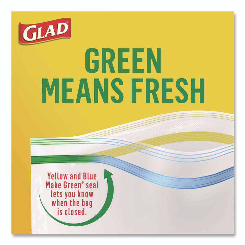 CLOROX SALES CO. Glad® 55050 Zipper Food Storage Plastic Bags, Gallon Size, 10.75 x 10.19, Clear, 20 Bags/Box, 12 Boxes/Carton