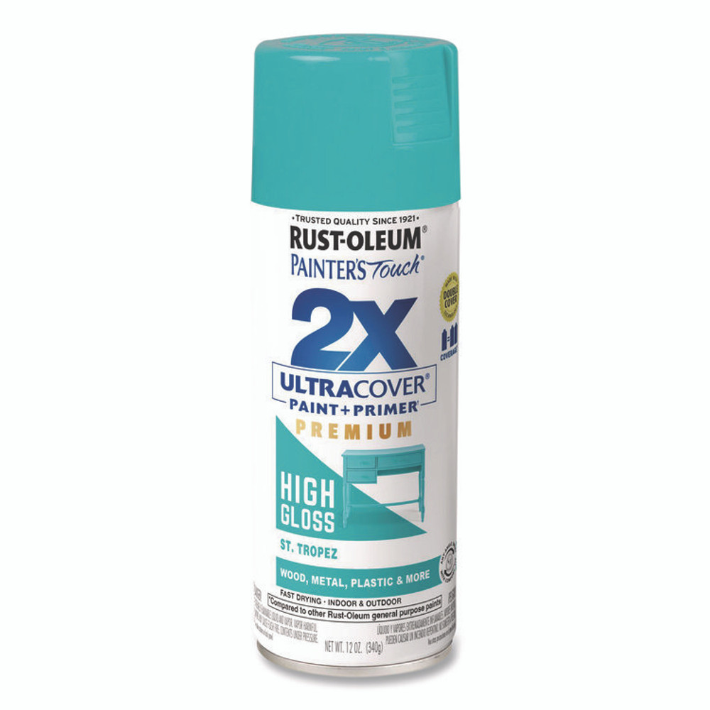 RUST-OLEUM CORPORATION 331175 Painter's Touch 2X Ultra Cover Spray Paint, High Gloss St. Tropez, 12 oz Aerosol Can, 6/Carton