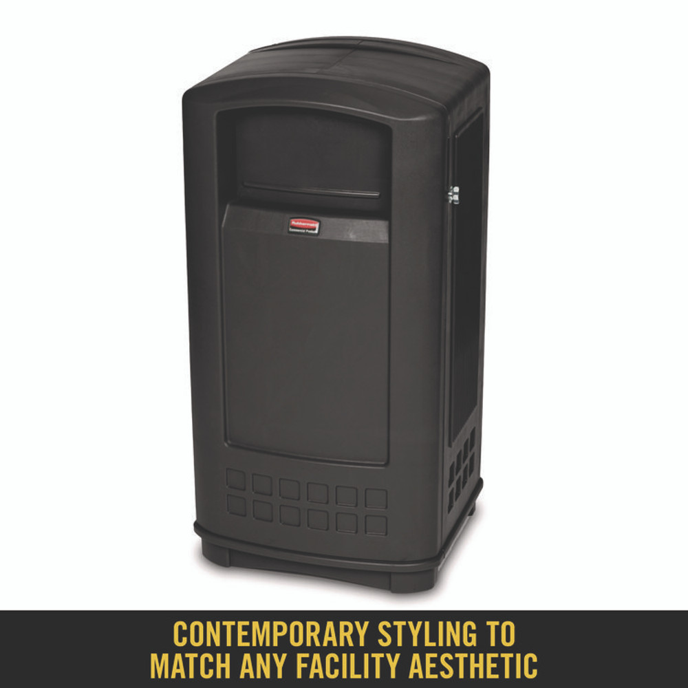 RUBBERMAID COMMERCIAL PROD. 9P90 BLA Plaza Jr. Container, 35 gal, Plastic, Black