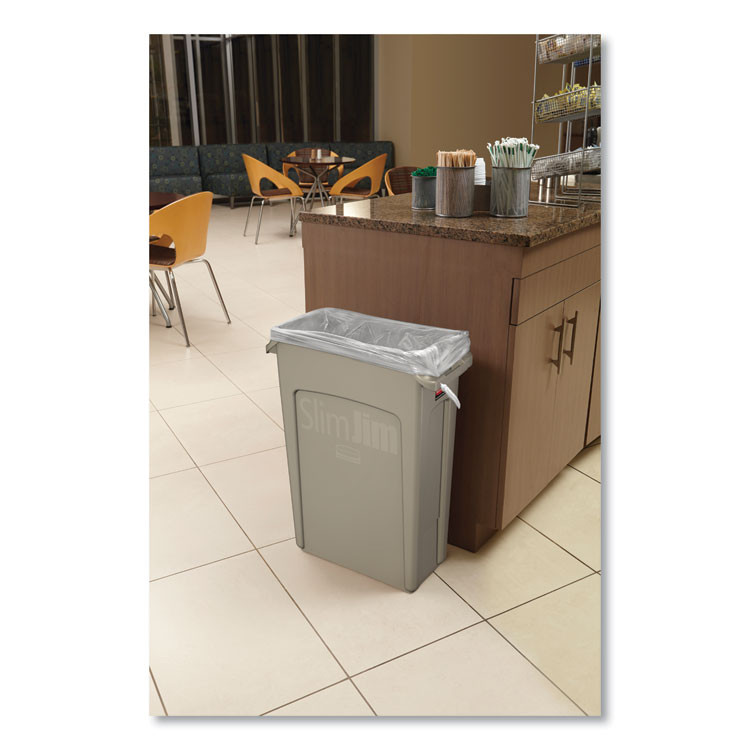 RUBBERMAID COMMERCIAL PROD. 1971259CT Slim Jim with Venting Channels, 16 gal, Plastic, Beige, 4/Carton
