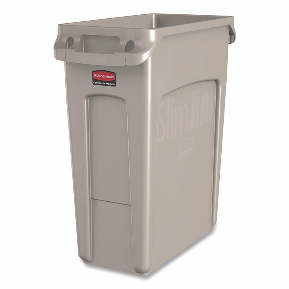 RUBBERMAID COMMERCIAL PROD. 1971259CT Slim Jim with Venting Channels, 16 gal, Plastic, Beige, 4/Carton