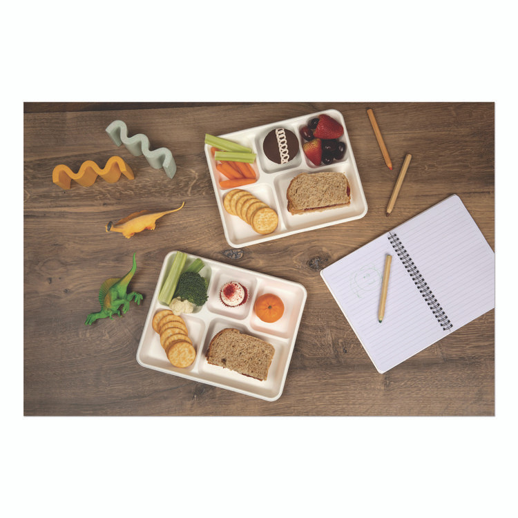 PACTIV EVERGREEN CORPORATION MC58000SBB Compostable Fiber Blend School Lunch Tray, 10 x 8 x 1, White, 240/Carton