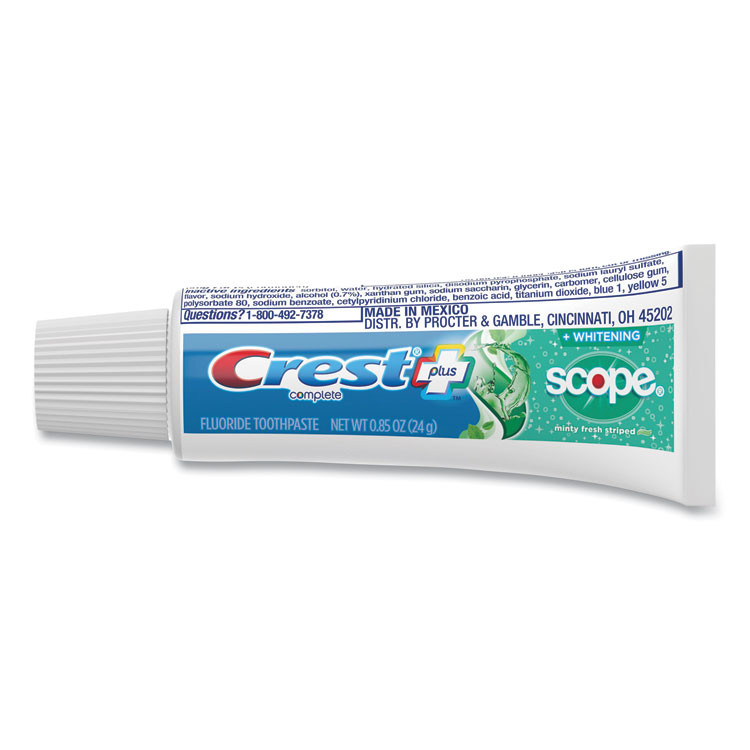 PROCTER & GAMBLE Crest® 04365 Complete Whitening Toothpaste + Scope, Mint, 0.85 oz Tube, 72/Carton