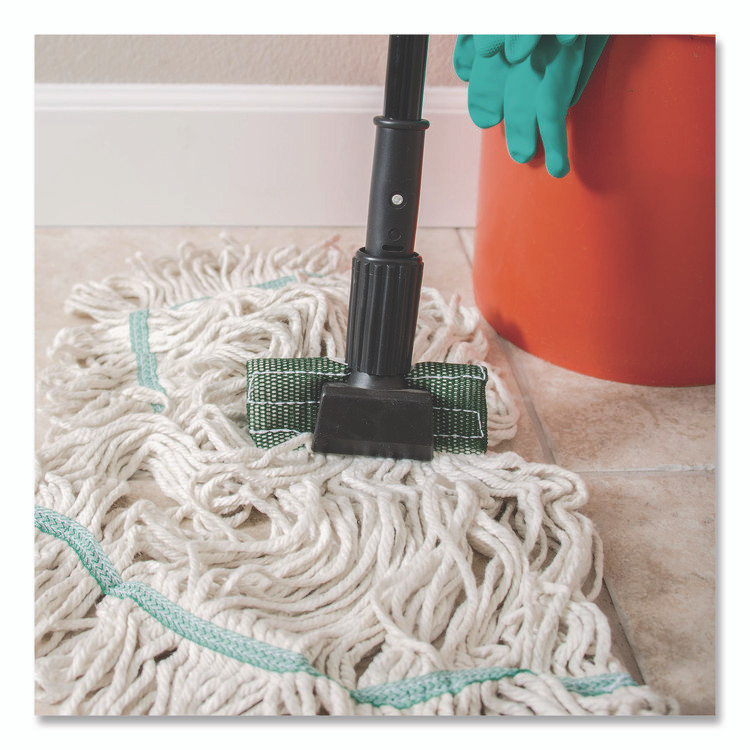 CFS BRANDS Carlisle 3697000 Vinyl Coated Jaw Style Metal Mop Handle, 1" dia x 60", Black