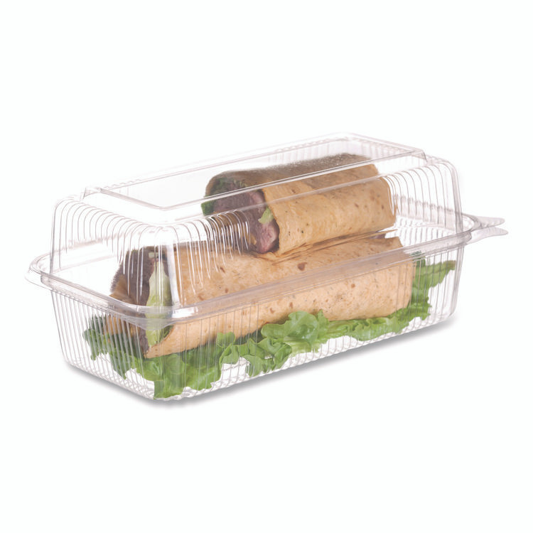 ECO-PRODUCTS,INC. EP-LC96 Renewable and Compostable Clear Clamshell Hinged Food Containers, 9 x 6 x 3, Plastic, 80/Pack, 3 Packs/Carton