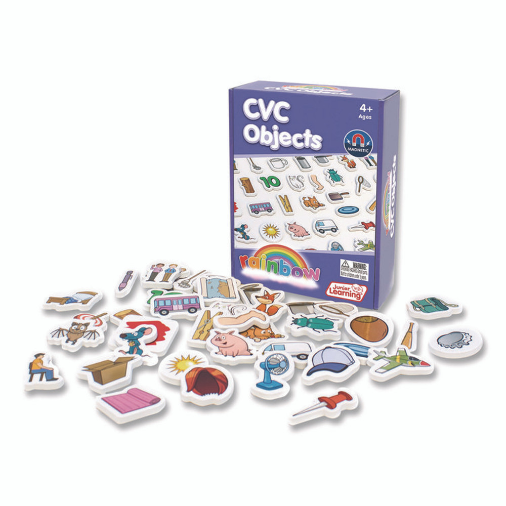 JUNIOR LEARNING Inc® 641 Rainbow CVC Objects, +/- 1.6" Tall, Assorted Objects and Object Colors, White Background, 40 Pieces
