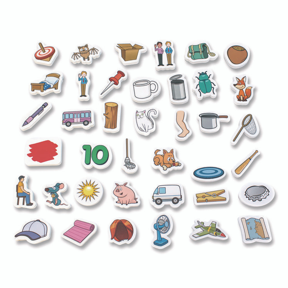 JUNIOR LEARNING Inc® 641 Rainbow CVC Objects, +/- 1.6" Tall, Assorted Objects and Object Colors, White Background, 40 Pieces
