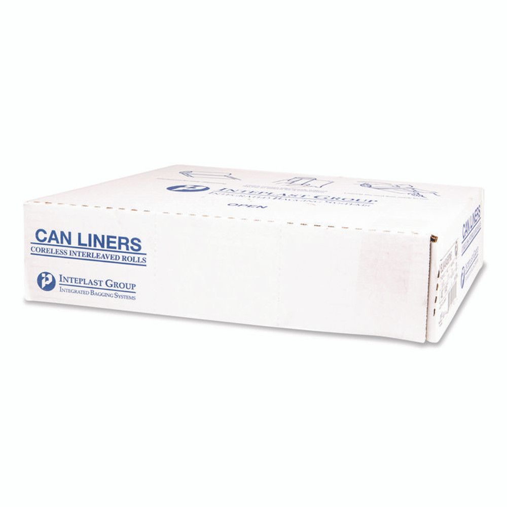 INTEGRATED BAGGING SYSTEMS Inteplast Group SL3339XHN Institutional Low-Density Can Liners, 33 gal, 0.8 mil, 33" x 39", Natural, Interleaved Roll, 25 Bags/Roll, 6 Rolls/Carton