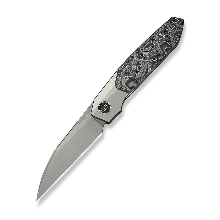 We Knife WE24007-2 WEKNIFE Brr15 Flipper Knife Gray Titanium Handle With Aluminum Foil Carbon Fiber Inlay (3.25"" Stonewashed Bohler M390 Blade)