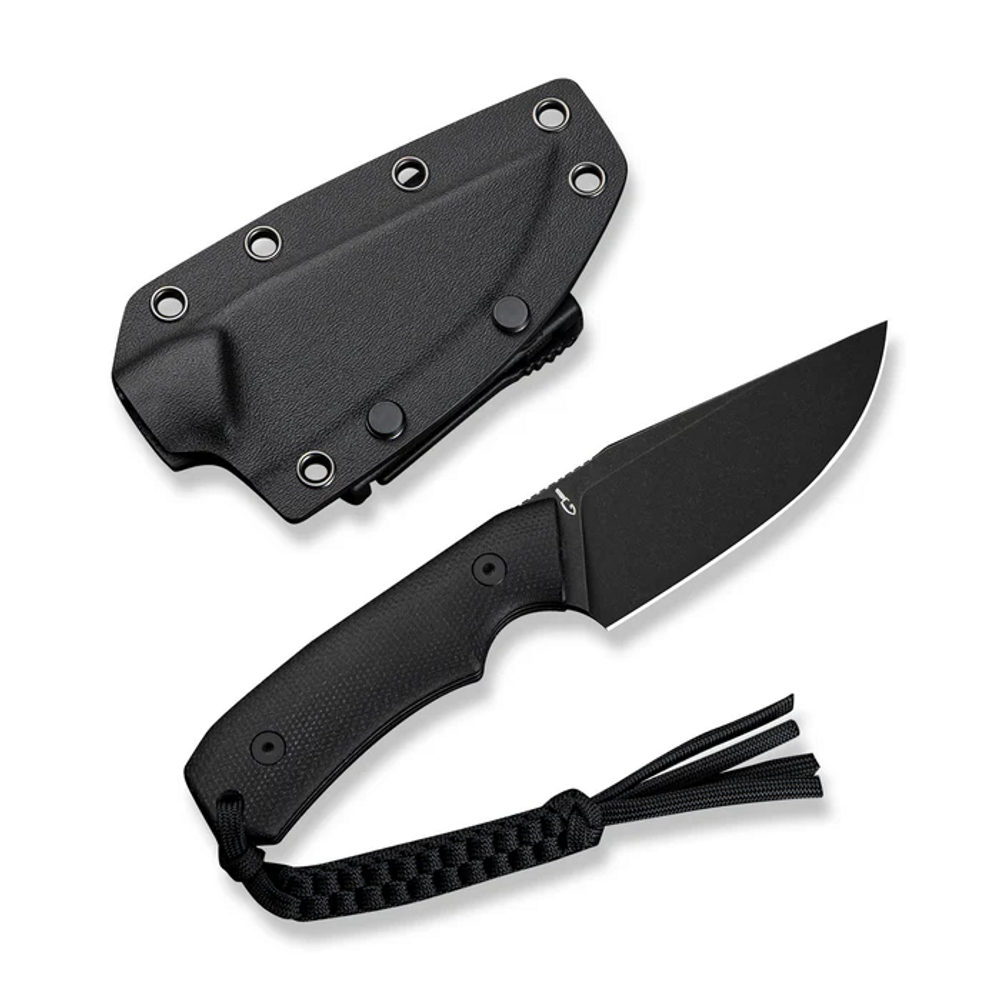 CIVIVI Knives C24058B-2 CIVIVI Gander Fixed Blade Knife Black Canvas Micarta Contoured Handle (3.63"" Black Stonewashed 14C28N Blade)