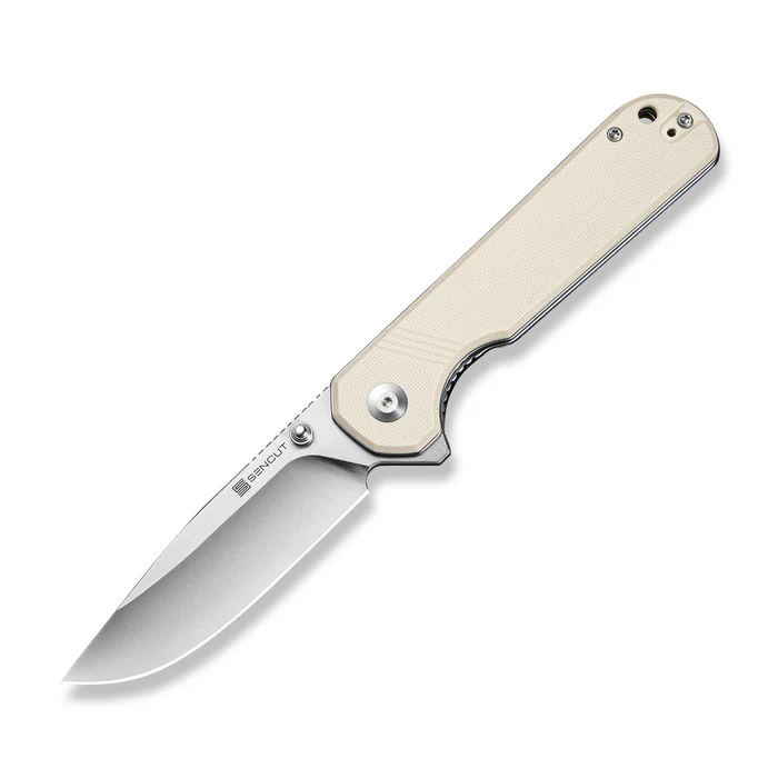 SENCUT S24095-1 SENCUT Aetheris Flipper & Thumb Stud Knife Ivory G10 Handle (3.68"" Satin Finished 9Cr18MoV Blade)