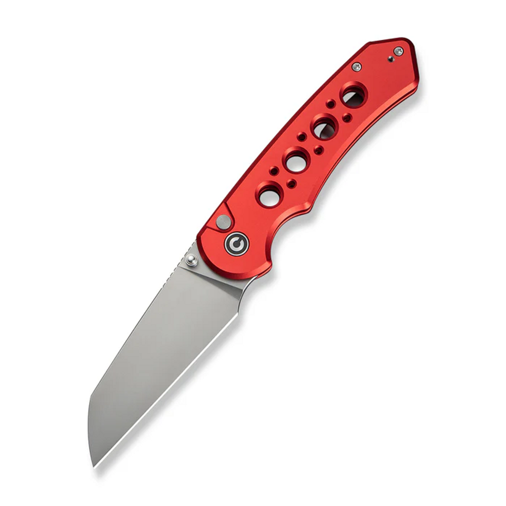CIVIVI Knives C24067-2 CIVIVI Pragma Prime Thumb Stud & Button Lock Knife Red Aluminum Handle (3.49"" Stonewashed 14C28N Blade)