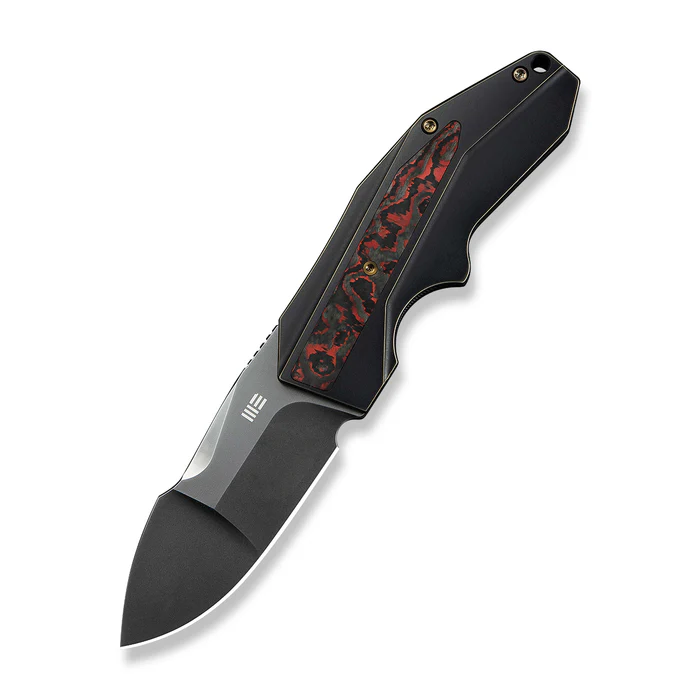 We Knife WE24044-3 WEKNIFE Coral SLT Flipper Knife Bronze / Black Titanium Handle With Lava Flow FatCarbon Fiber Inlay (2.95"" Polished Gray CPM 20CV Blade)