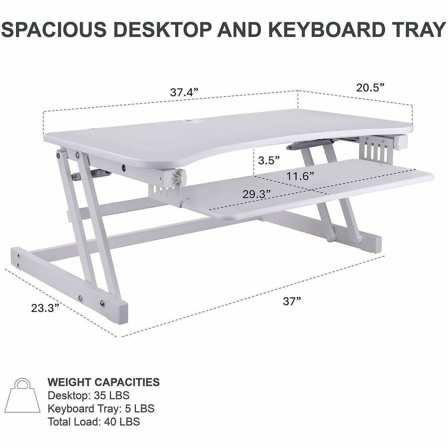 Rocelco, Inc Rocelco RDADRW Rocelco DADR 37.4" Deluxe Adjustable Desk Riser