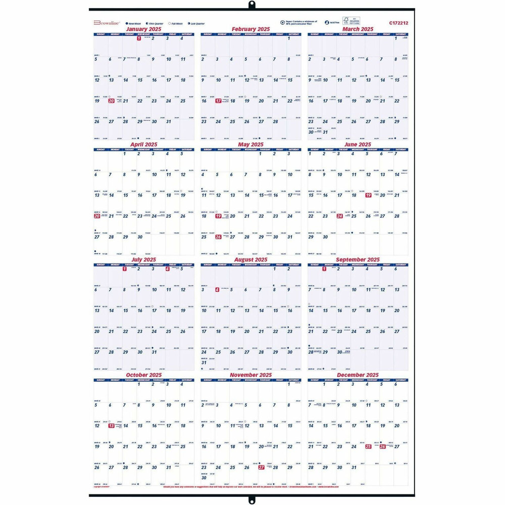 Dominion Blueline, Inc Brownline C172212 Brownline Heavyweight Yearly Wall Calendar