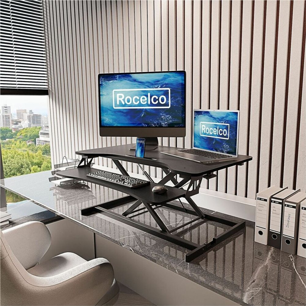 Rocelco, Inc Rocelco RVADRB Rocelco VADR 31.5" Hi-Lift Adjustable Desk Riser