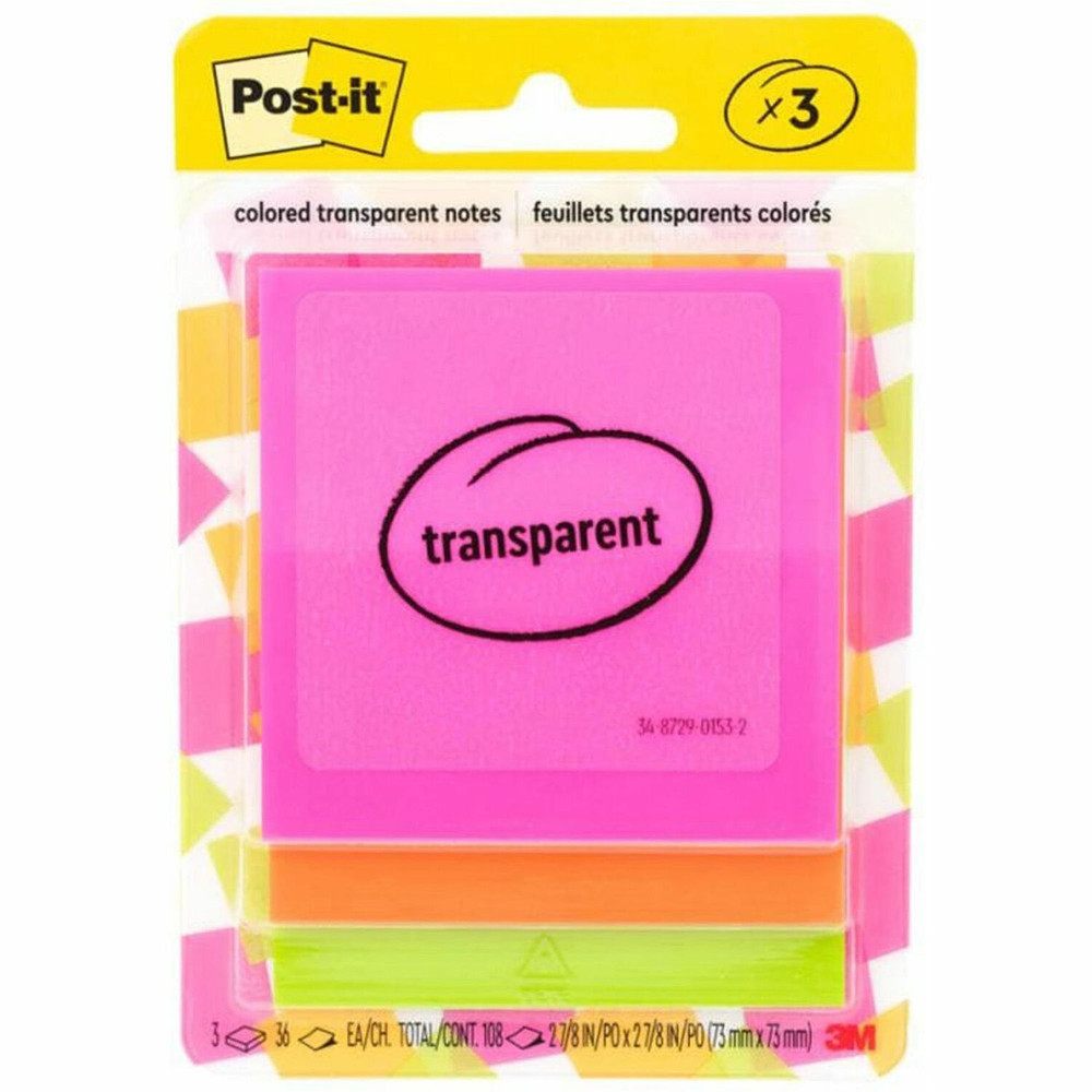 3M Post-it&reg; 6003COL Post-it&reg; Transparent Notes