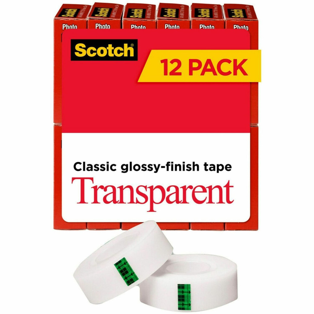 3M Scotch 600K12 Scotch Transparent Tape - 3/4"W