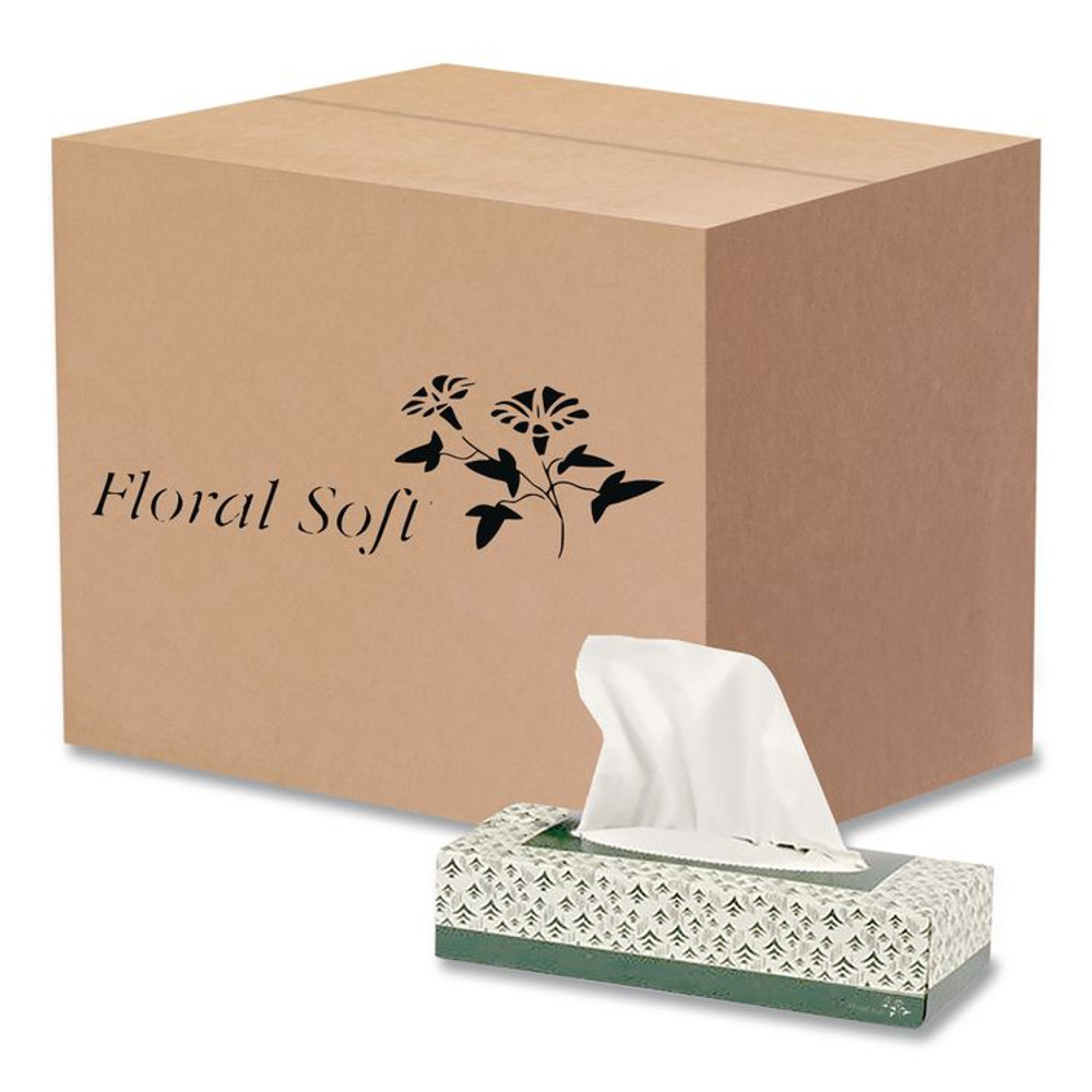 AMERICAN PAPER CONVERTING Floral Soft® F100 White Facial Tissue, 2-Ply, 100 Sheets/Box, 30 Boxes/Carton