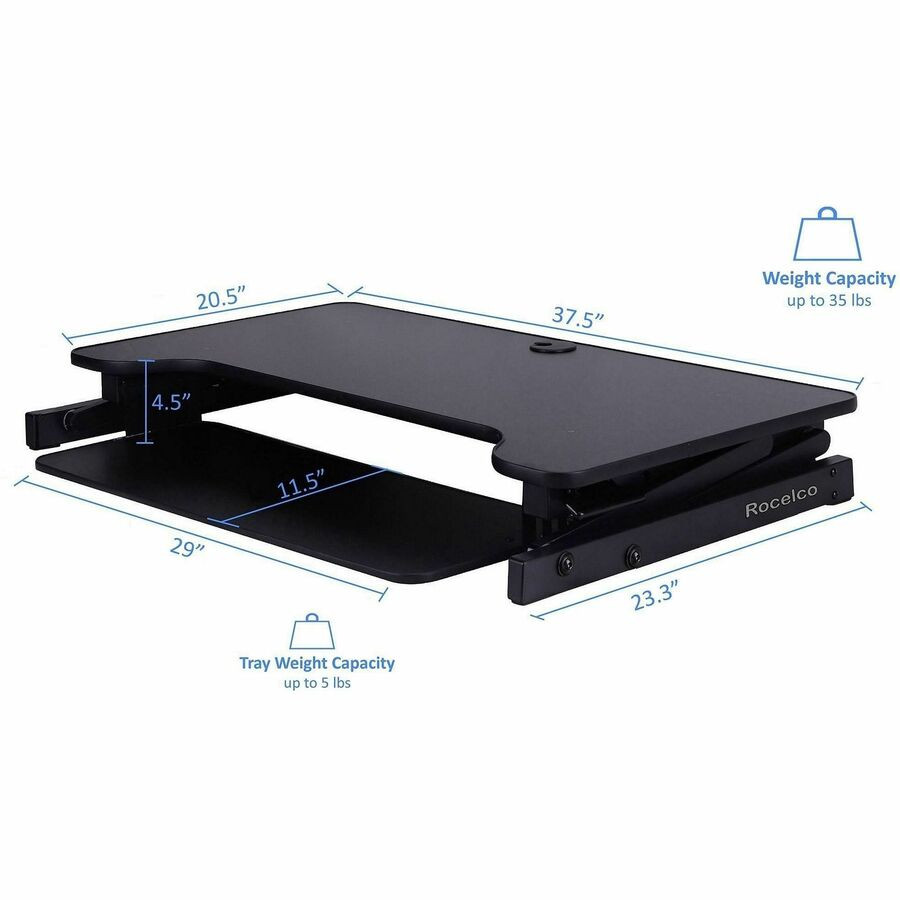 Rocelco, Inc Rocelco RDADRB Rocelco DADR 37.4" Deluxe Adjustable Desk Riser